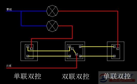 一个开关与两个开关及多开关控制一盏灯的接线方法