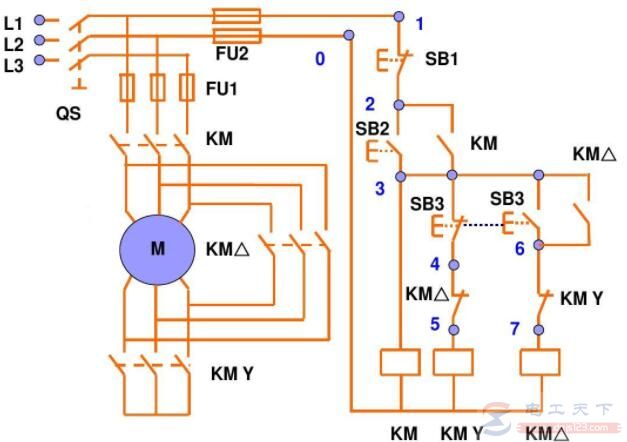 一例星三角降压启动的电路图及运行原理