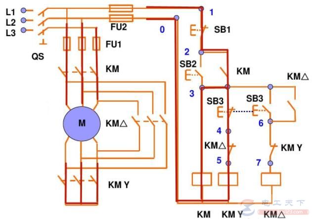 一例星三角降压启动的电路图及运行原理