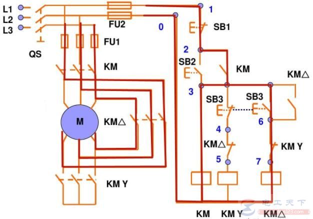 一例星三角降压启动的电路图及运行原理