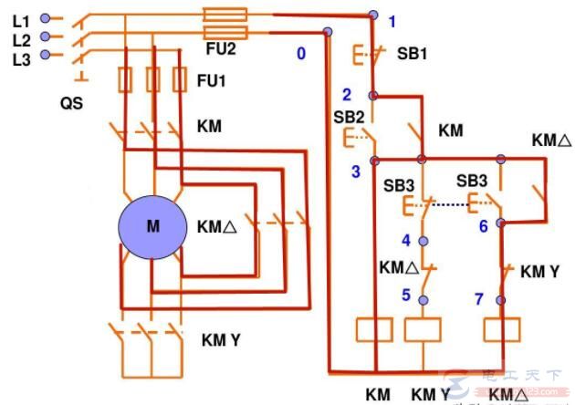 一例星三角降压启动的电路图及运行原理