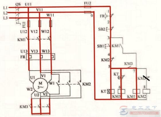 时间<a href=/dydq/jdq/ target=_blank class=infotextkey>继电器</a>控制的星三角降压启动电路图