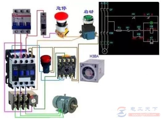 时间继电器控制电机启停延时的简单方法