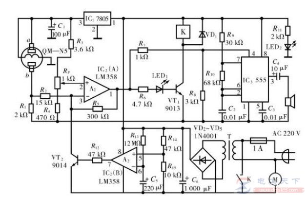 一例气体监测自动控制电路的工作原理分析