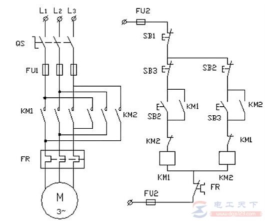 一例双重连锁可逆控制电路的原理图详解