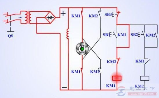 一例直流电机正反转控制电路的工作原理