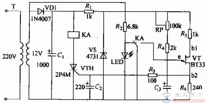 一例JS20单结晶体管时间继电器电路的工作原理分析