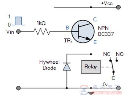 一例发射极跟随器继电器开关电路的工作原理分析