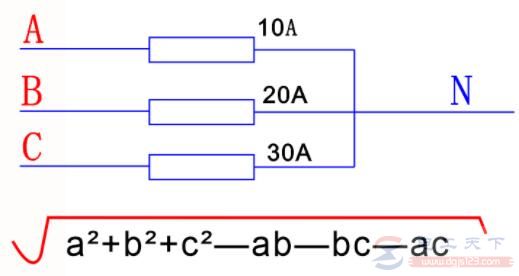 三相负载不平衡时零线上电流怎么计算？