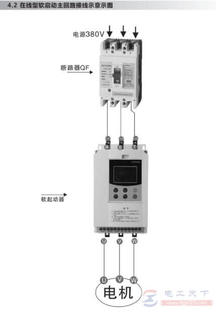 软启动器怎么接线，一例软启动器的实物接线图