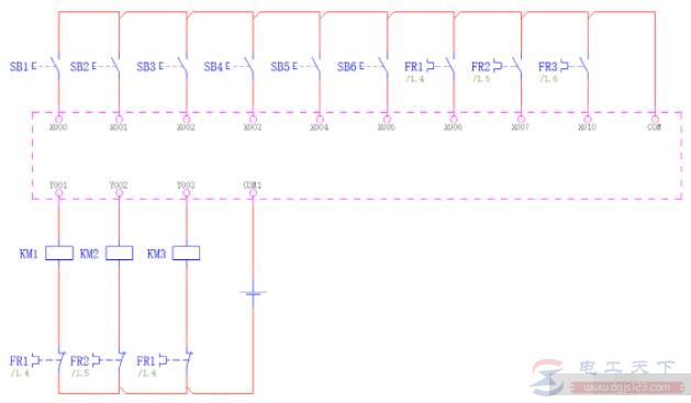 三菱FX-PLC实现3台电动机顺序启动控制的例子