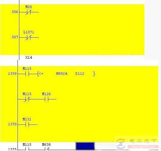 三菱PLC程序上载不完整显示黄色什么原因