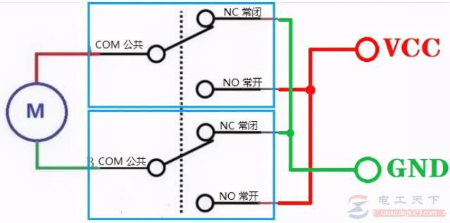 用继电器实现直流电机正反转的方法