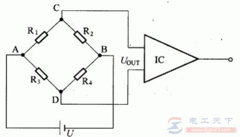 一例金属电阻应变片的电桥电路图