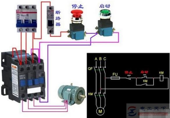 交流接触器自锁电路工作过程及控制电路图