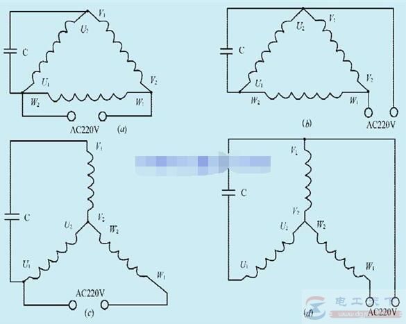 电机单相运行时的连接方式，电机电容器的容量选择