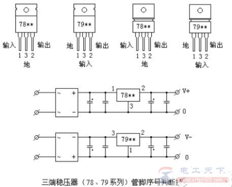 三端稳压管7805/7905引脚的区分方法