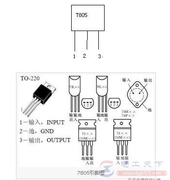 稳压芯片7805的引脚图