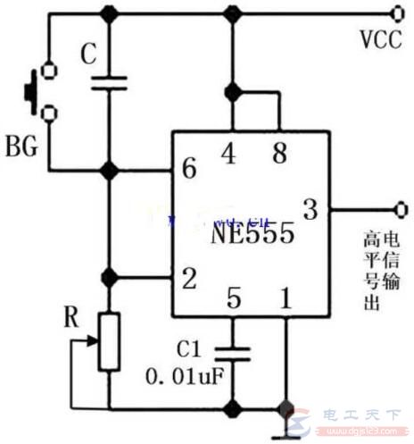 一例电容电阻延时接通的电路图