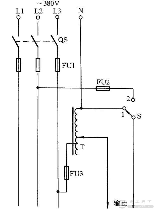 一例扩大单相自耦调压器调节电压范围的线路