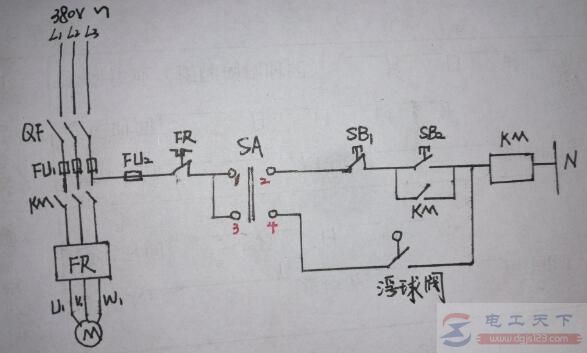 电工电路图之水泵手动和自动控制电路