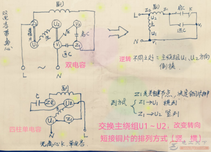 倒顺开关怎么控制单相电机的正反转