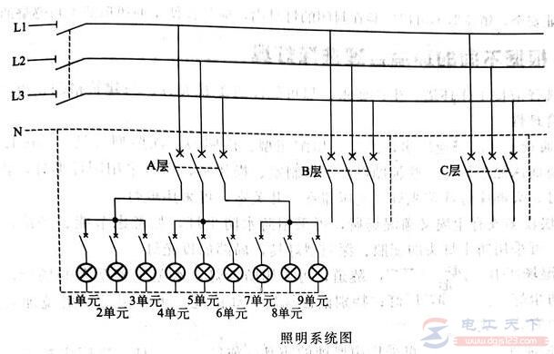 配电箱开关并线接法及照明电力负荷的分配方法