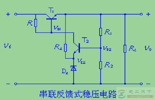串联反馈式稳压电路的工作原理说明