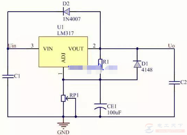 可调稳压器LM317的保护电路