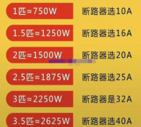 3台1.5匹的空调同时开需要装多大断路器