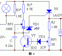 一例可控硅自动恒流充电器的电路原理图