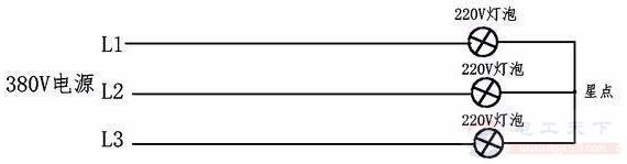 只有三相火线无零线怎么接220V的照明灯